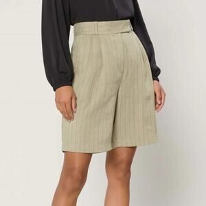 Current Air Anthropologie Pinstripe High Waist Pleated Bermuda Culottes Shorts